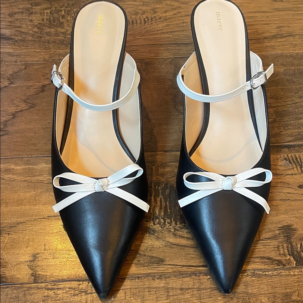 Maeve Bow Kitten-Heel Mules Black - Picture 4 of 6